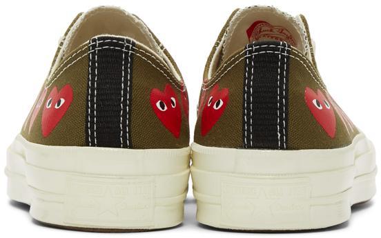 商品Comme des Garcons|Khaki Converse Edition Multiple Heart Chuck 70 Sneakers,价格¥1063,第6张图片详细描述