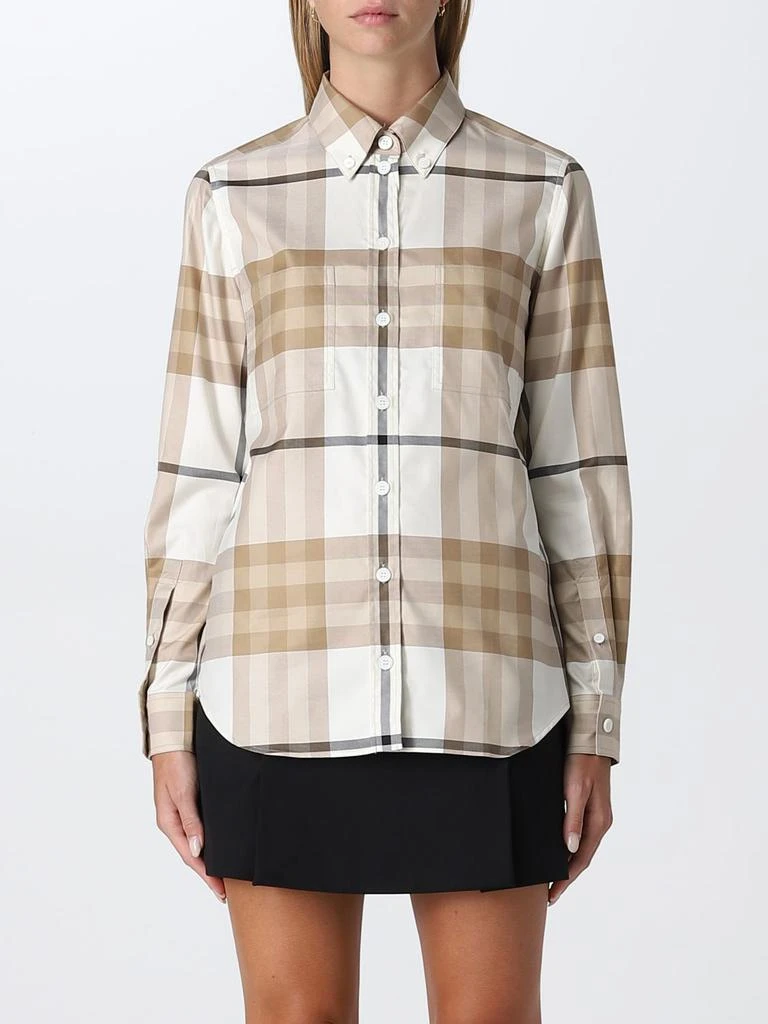 商品Burberry|Burberry cotton twill shirt with check pattern,价格¥3975,第1张图片