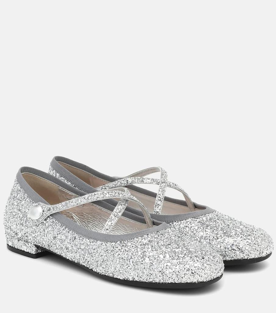 Miu Miu | Glitter ballet flats 3520.59元 商品图片