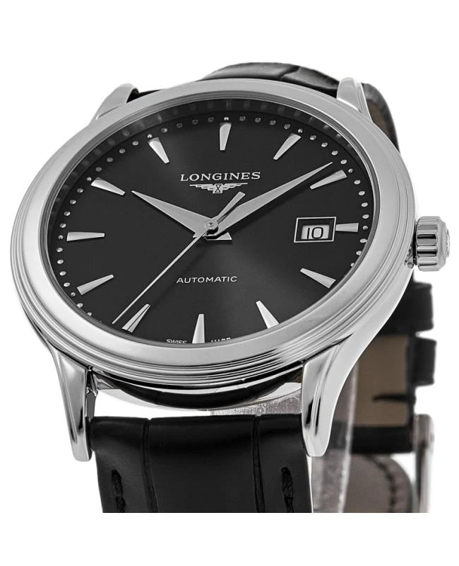 商品Longines|Longines Flagship Automatic Black Dial Leather Strap Men's Watch L4.984.4.59.2,价格¥11042,第2张图片详细描述