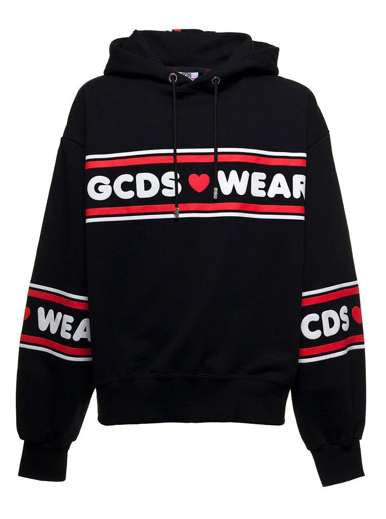 商品GCDS|Cute Tape Black Cotton Hoodie with Logo,价格¥1372,第1张图片