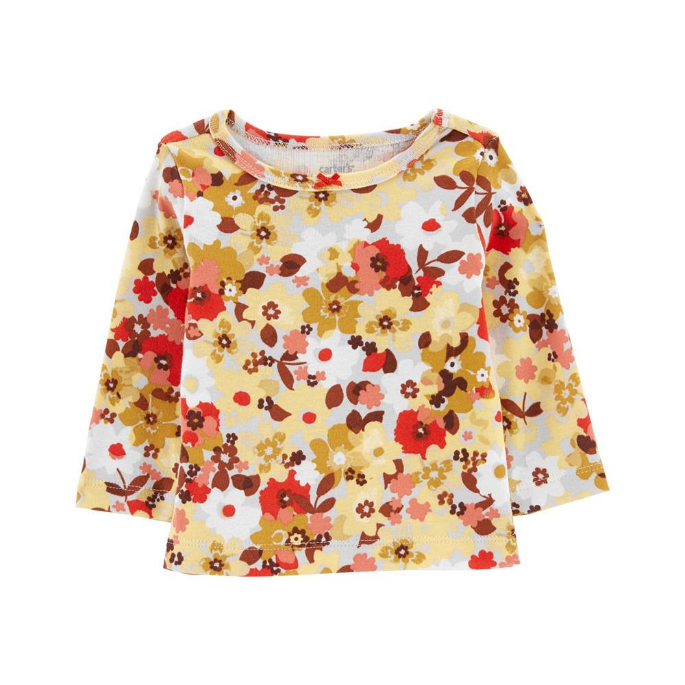 Baby Girls Floral T-shirt, Denim Jumper and Tights, 3 Piece Set商品第3张图片规格展示