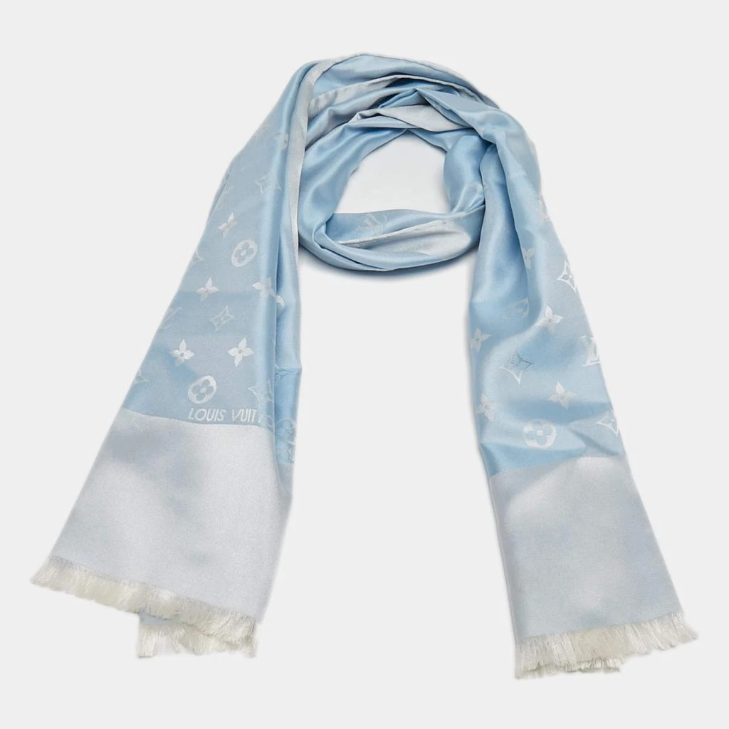 商品[二手商品] Louis Vuitton|Louis Vuitton Light Blue Monogram Silk Stole,价格¥1980,第2张图片详细描述