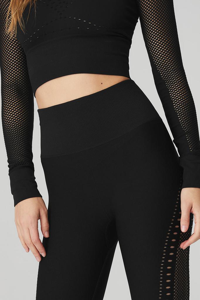 Seamless High-Waist 7/8 Open Air Legging - Black商品第4张图片规格展示