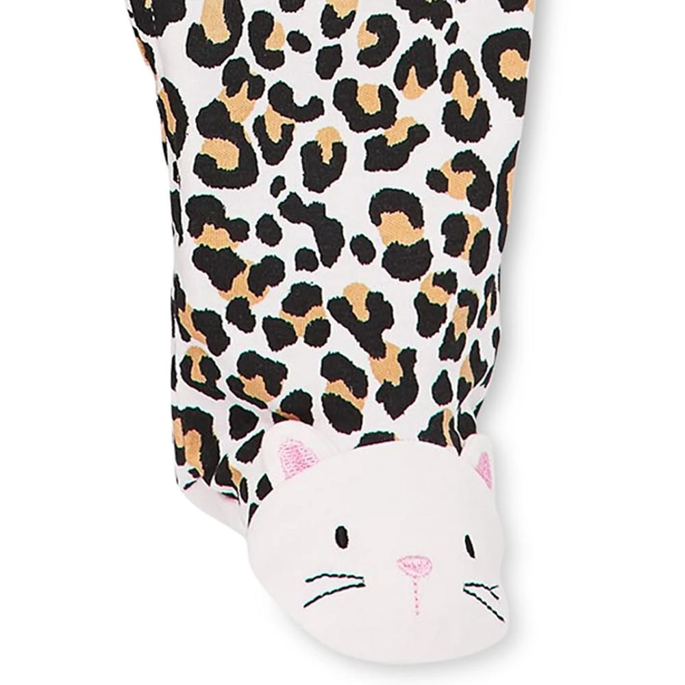 商品Little Me|Baby Girls Animal Print Footed Coverall With Cat Applique,价格¥96,第3张图片详细描述