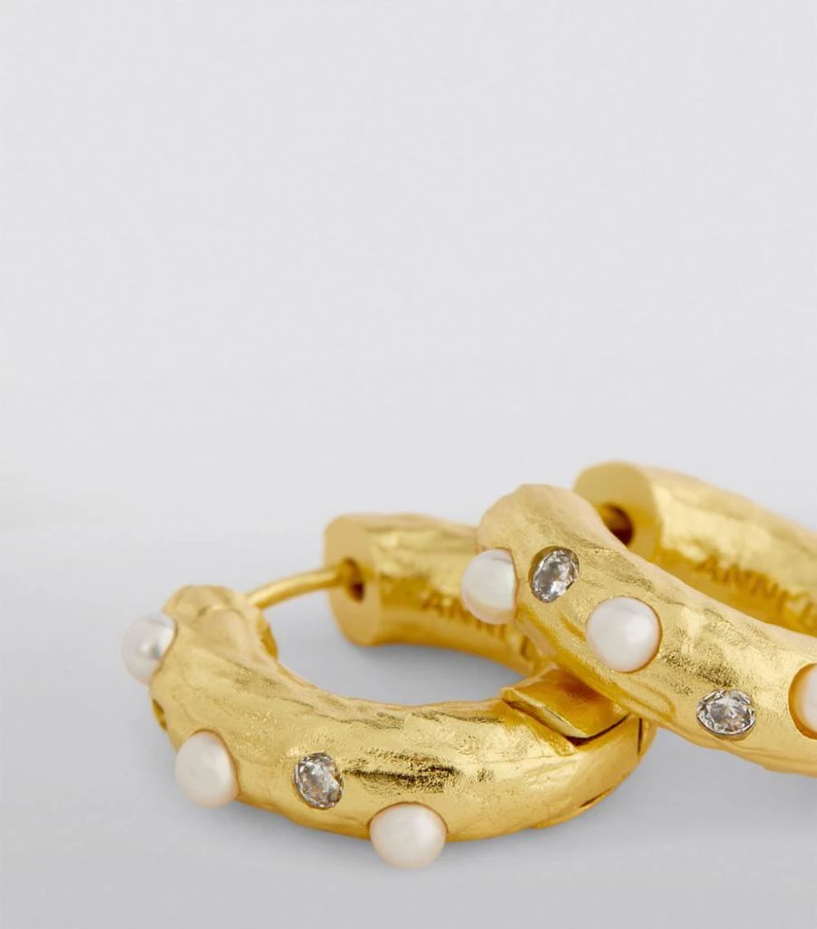 商品Anni Lu|Yellow Gold-Plated and Pearl Gem in a Hoop Earrings,价格¥1108,第2张图片详细描述