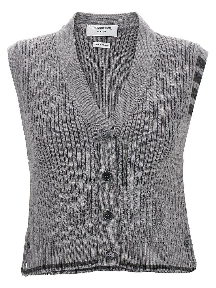 商品Thom Browne|Thom Browne Button Up Cropped Vest,价格¥3856,第1张图片