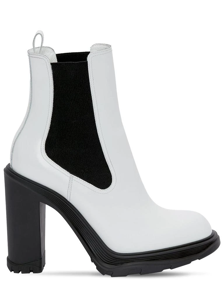 商品Alexander McQueen|120mm Brushed Leather Ankle Boots,价格¥8796,第1张图片