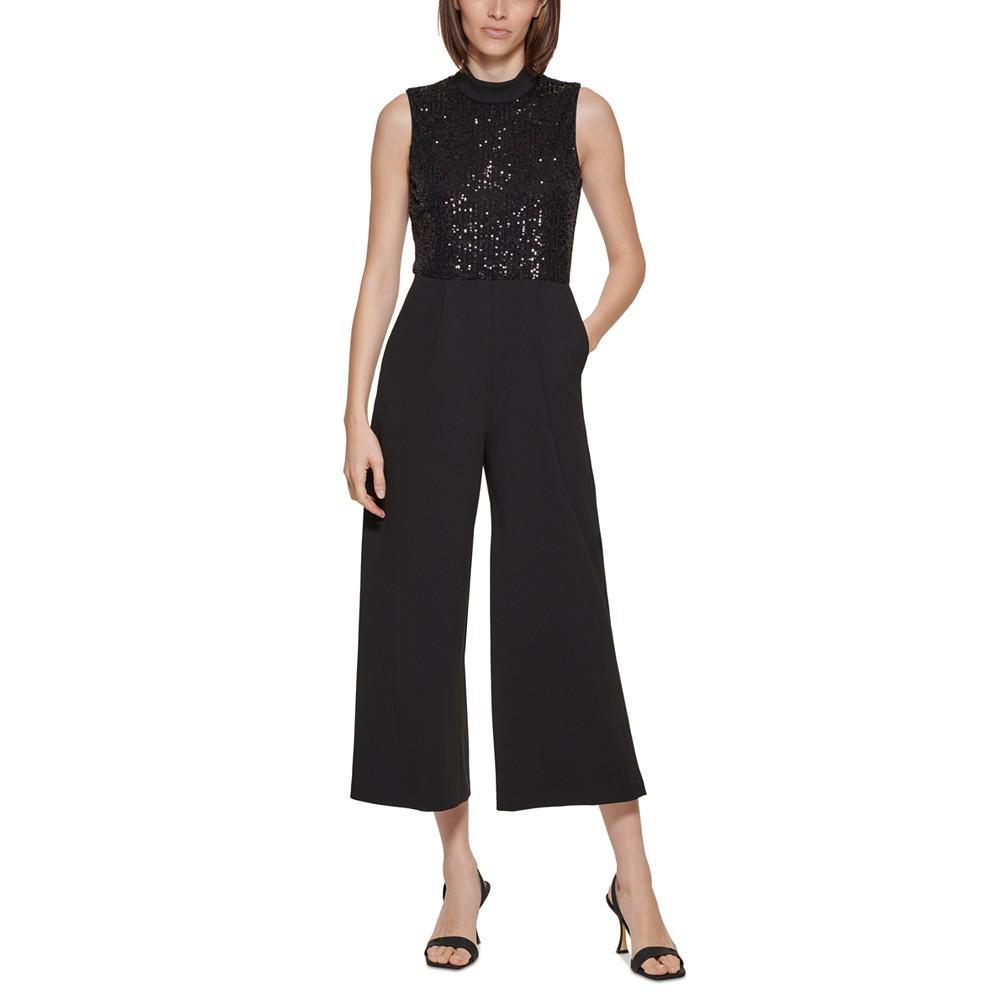 商品Calvin Klein|Sequin Sleeveless Cropped Jumpsuit,价格¥1006,第1张图片