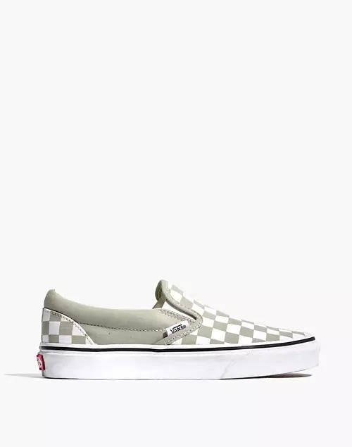 商品Vans|Unisex Classic Slip-On Sneakers in Desert Sage Checkerboard,价格¥317,第2张图片详细描述