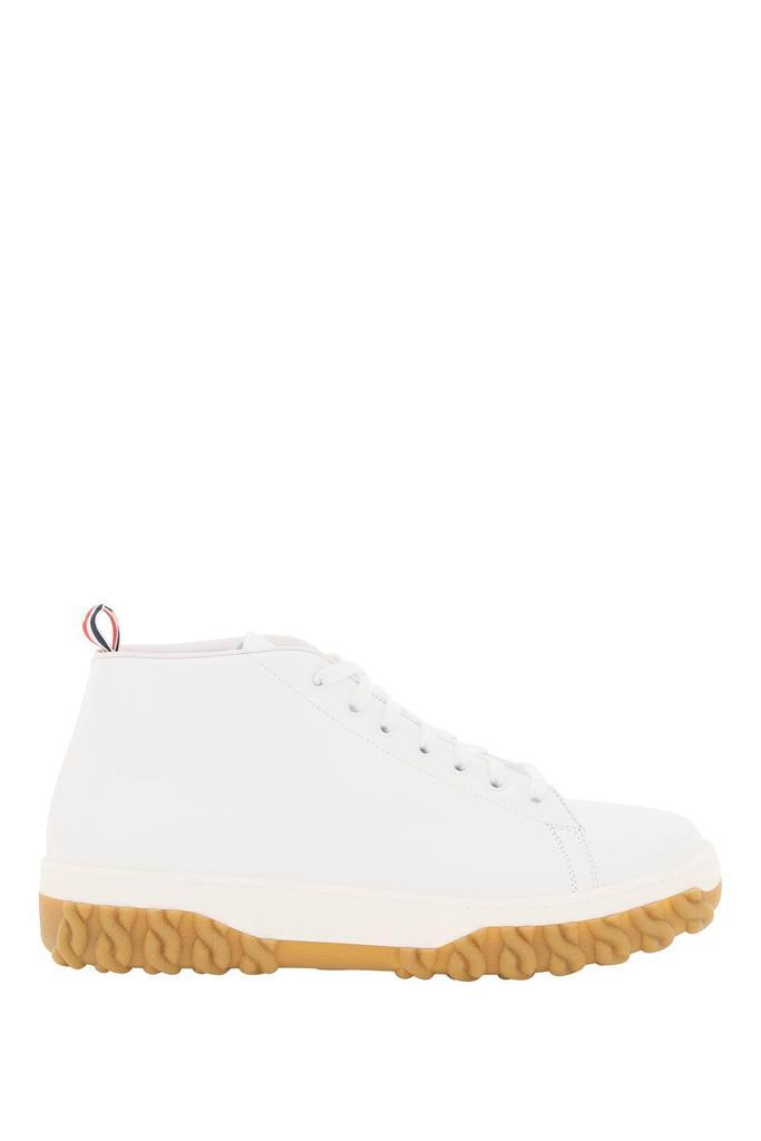 商品Thom Browne|Thom browne leather mid-top court sneakers,价格¥3462,第1张图片