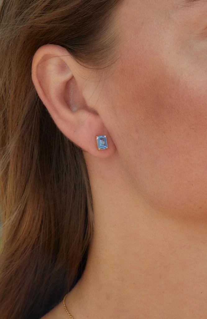 商品Savvy Cie Jewels|VERMEIL DECEMBER BLUE TOPAZ EMERALD CUT CZ BIRTHSTONE STUD IN BOX,价格¥206,第2张图片详细描述