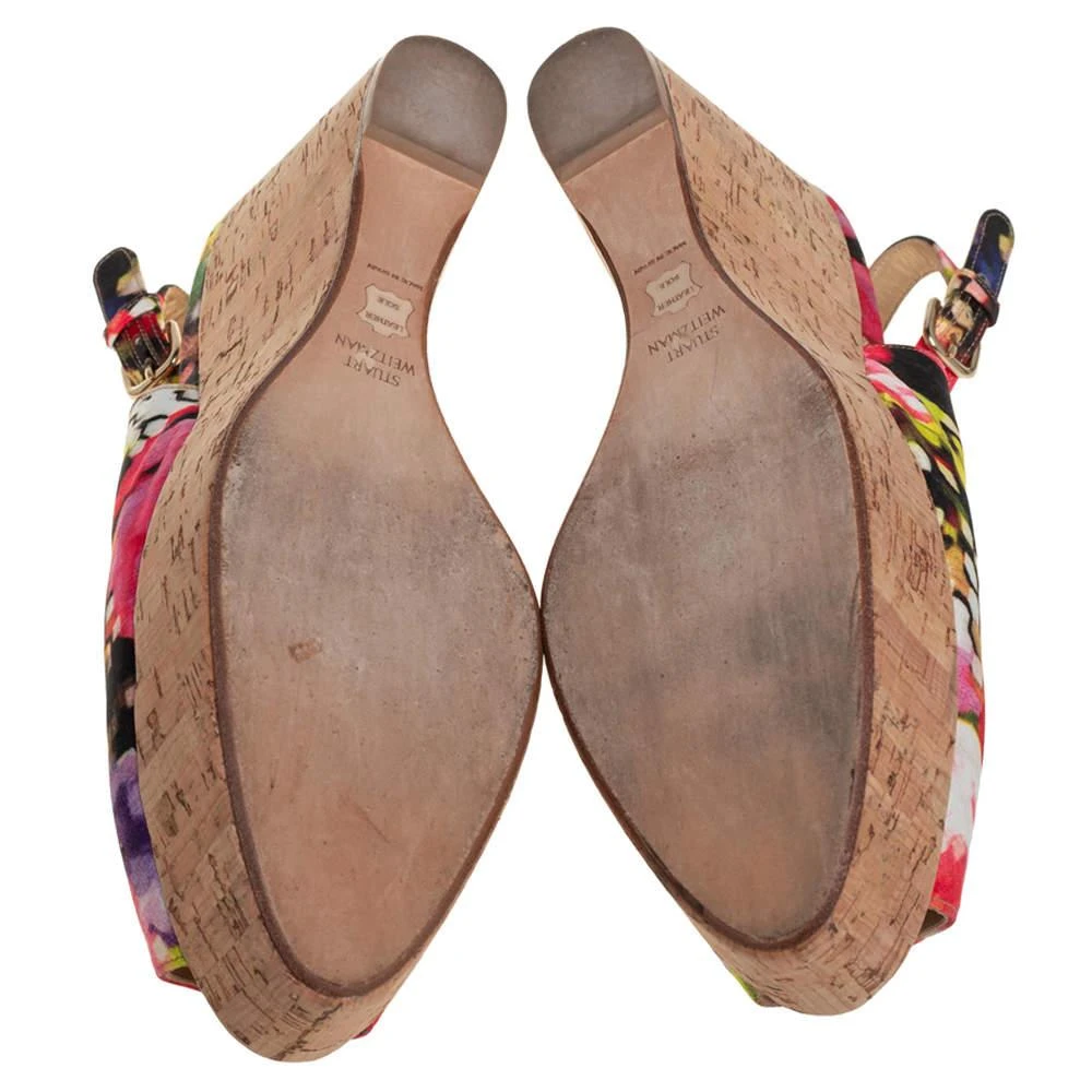 Stuart Weitzman Multicolor Brocade Fabric Cork Wedge Sandals Size 43.5 商品