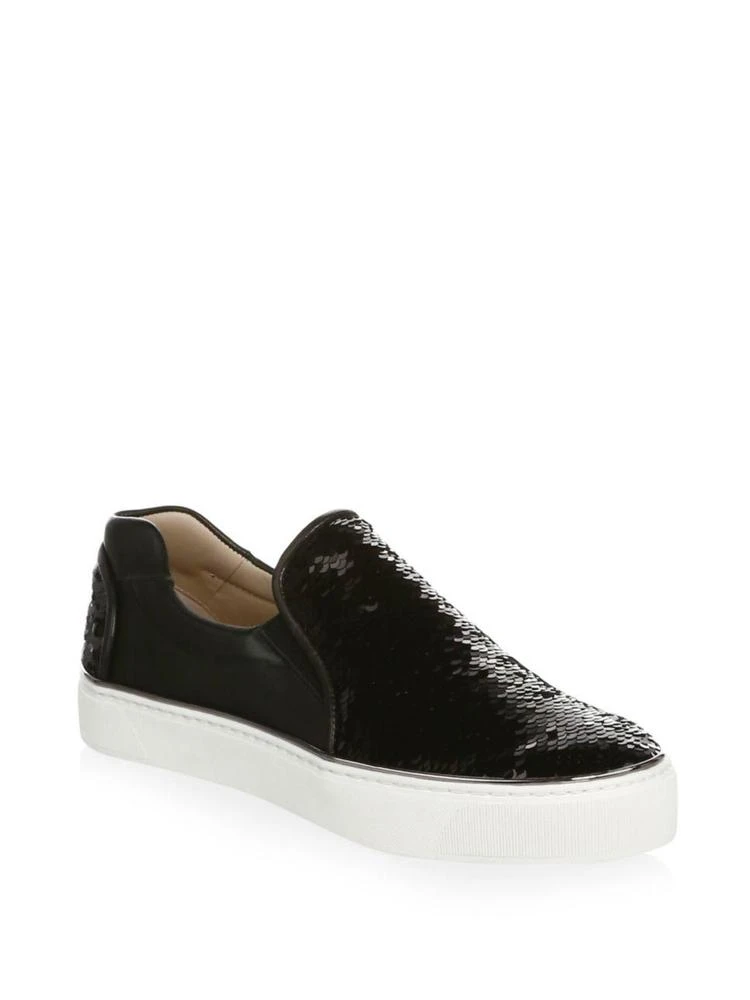 商品Stuart Weitzman|Sequined Leather Sneakers,价格¥1276,第1张图片