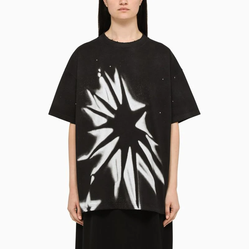 商品We11done|Black t-shirt with contrasting print,价格¥928,第1张图片