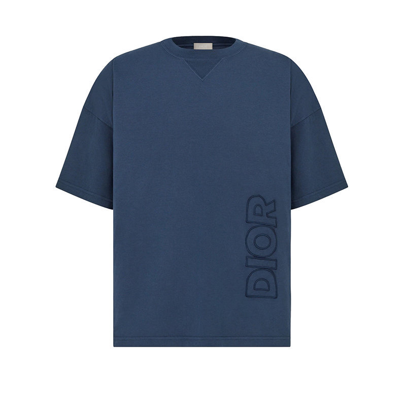 商品Dior|【预售3-7天】DIOR/迪奥 22年春夏新款 PARLEY系列 男士蓝色Parley海洋塑料®棉质混纺面料超大版型短袖T恤293J673B0773_C531,价格¥5689,第1张图片
