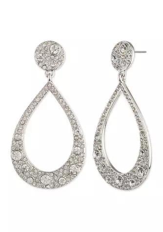 商品Givenchy|Silver Tone Crystal Scatter Pavé Orbital Drop Earrings,价格¥429,第1张图片