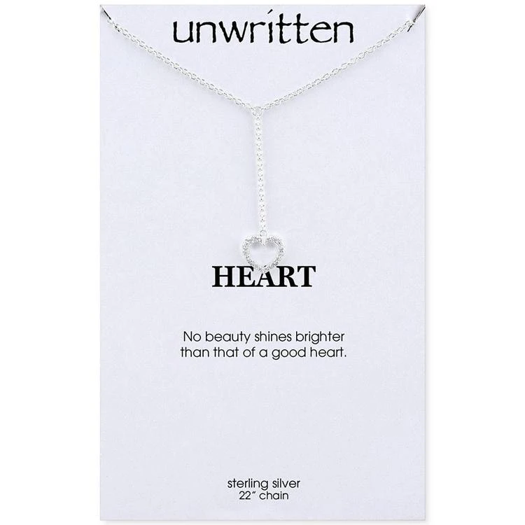 商品Unwritten|Pavé Heart Lariat Necklace in Sterling Silver,价格¥135,第2张图片详细描述