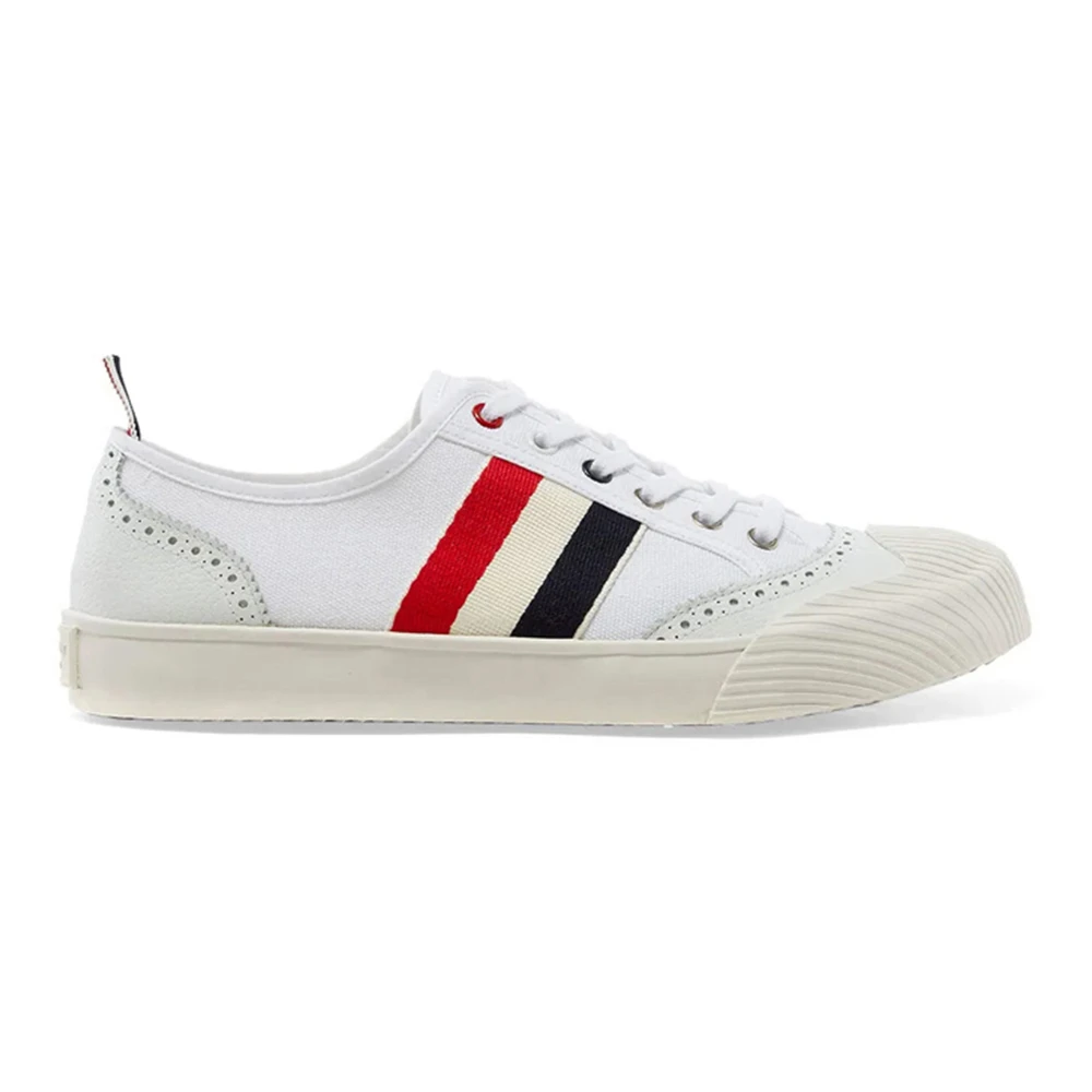 商品Thom Browne|THOM BROWNE 汤姆·布朗 男士白色棉质运动鞋 MFD140A-01588-100,价格¥3147,第1张图片