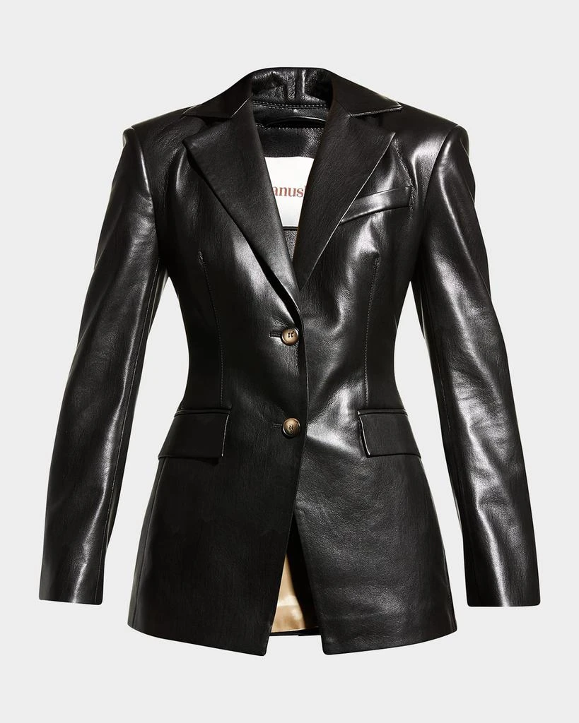 商品Nanushka|Hathi Single-Breasted Faux Leather Blazer,价格¥4662,第1张图片