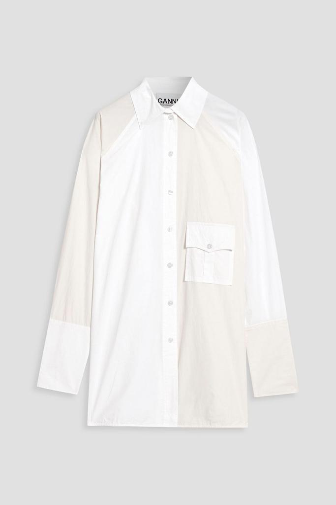 商品Ganni|Oversized two-tone organic cotton-poplin shirt,价格¥617,第1张图片