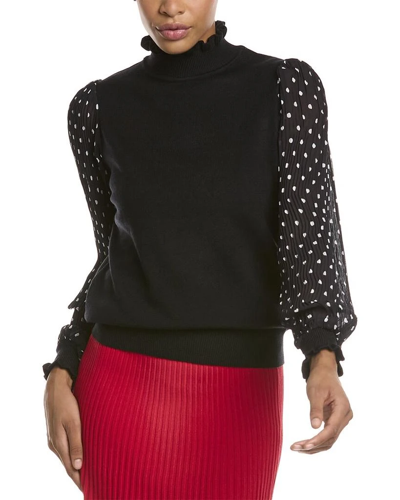 商品Nanette Lepore|Nanette by Nanette Lepore Polka Dot Pleated Sleeve Sweater,价格¥295,第1张图片