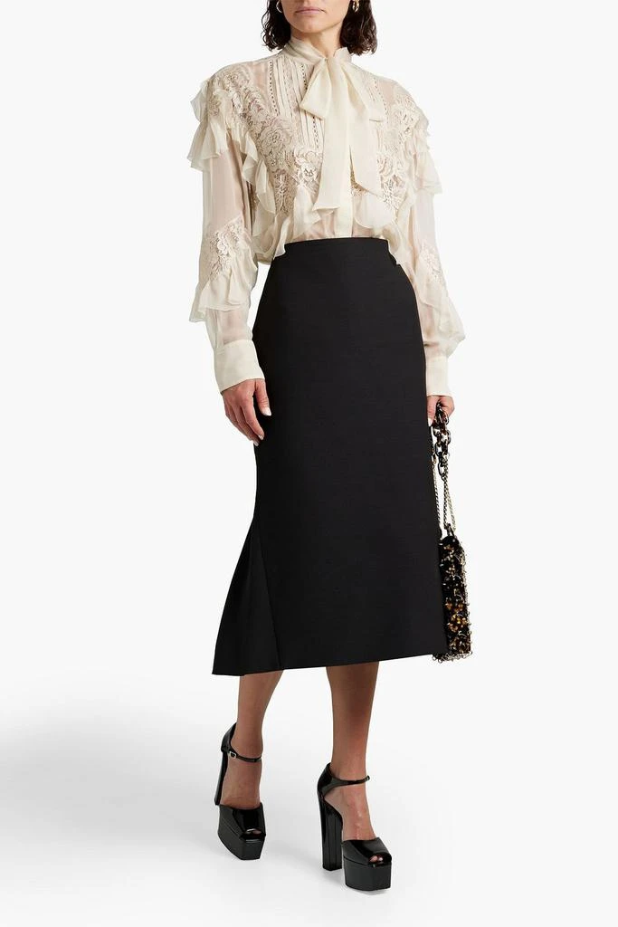 商品Valentino|Pussy-bow lace-paneled silk-chiffon blouse,价格¥16937,第4张图片详细描述