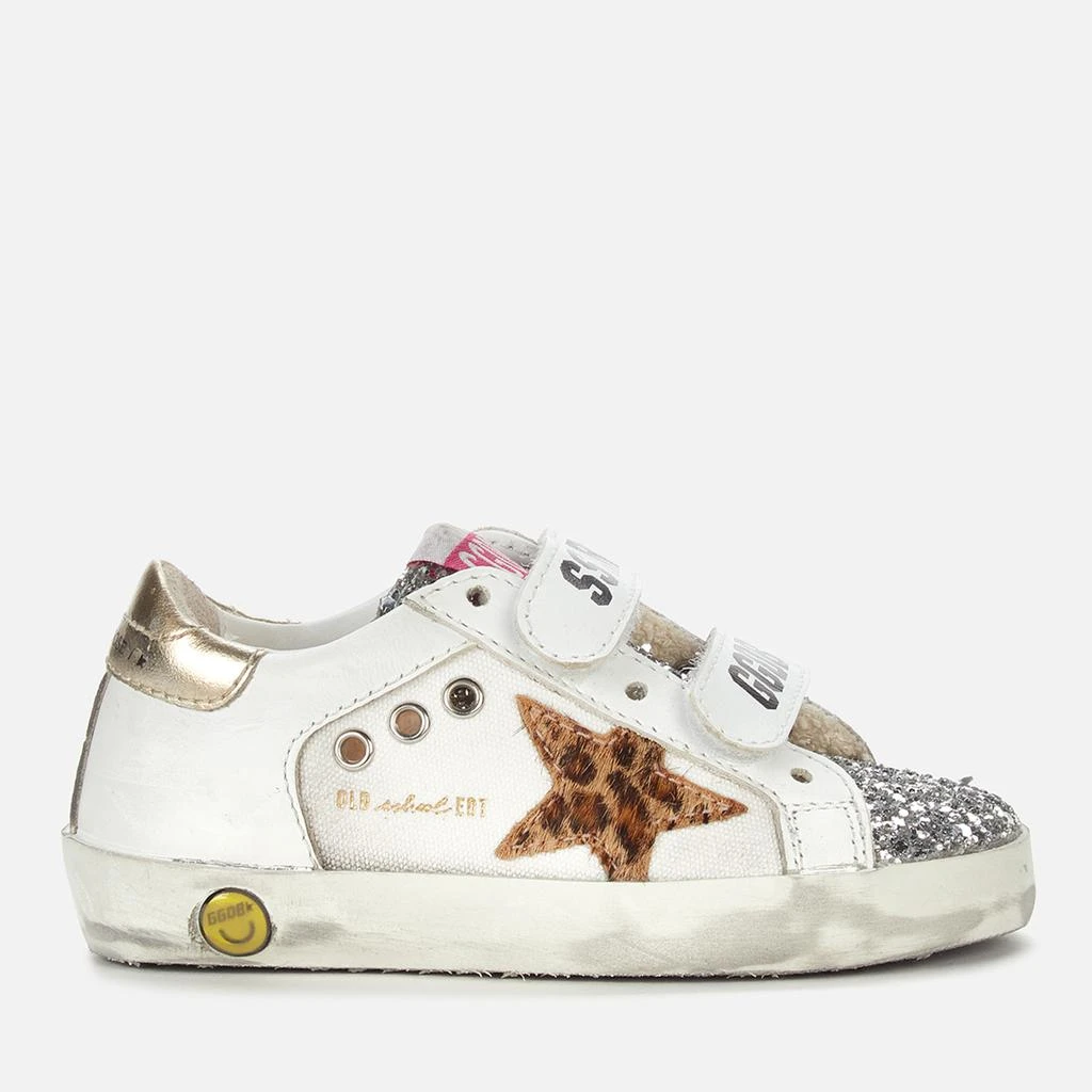 商品Golden Goose|Golden Goose Toddlers' Old School Leather & Canvas Trainers - White/Silver/Beige Leo,价格¥782,第1张图片