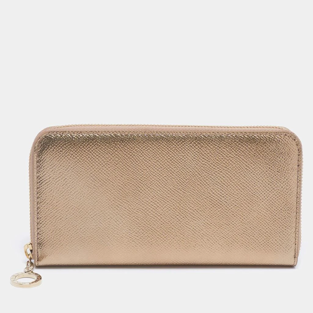 商品[二手商品] BVLGARI|Bvlgari Metallic Gold Leather Bvlgari Bvlgari Zip Around Wallet,价格¥1588,第1张图片