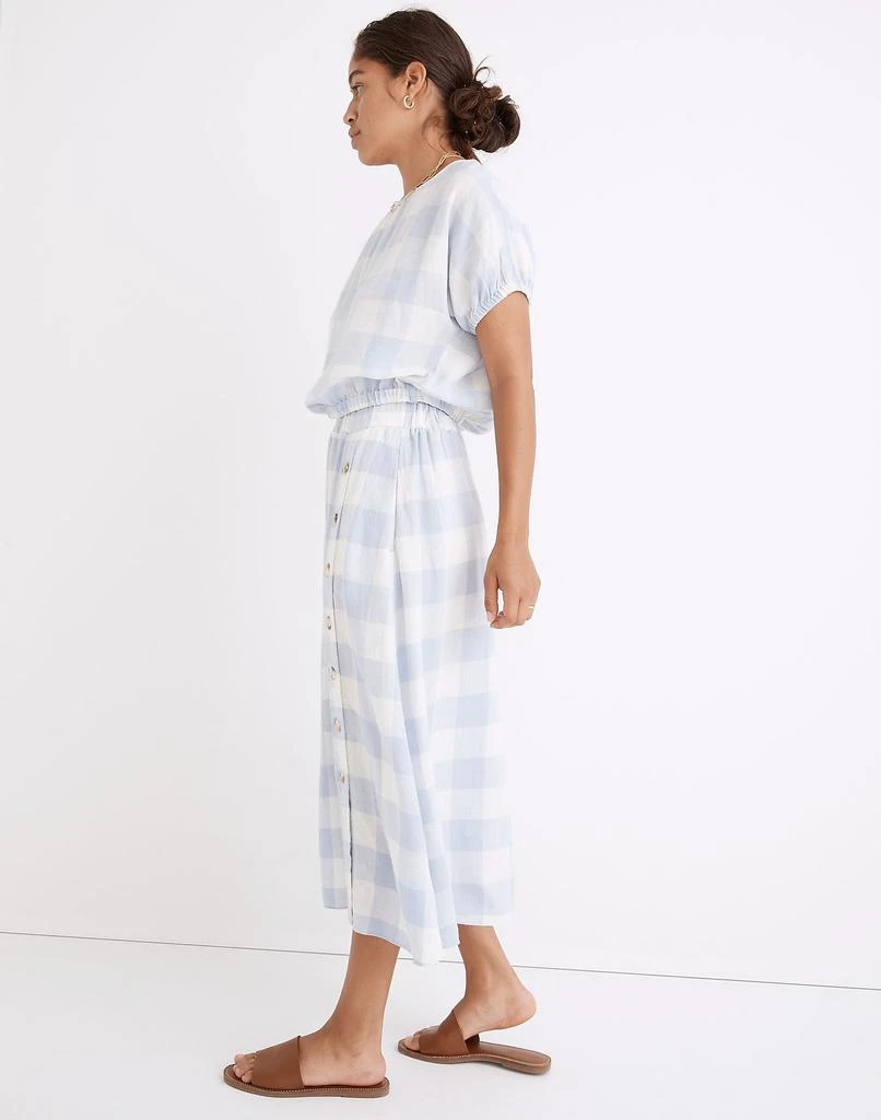 商品Madewell|Linen-Blend Side-Button Midi Skirt in Gingham Check,价格¥239,第2张图片详细描述