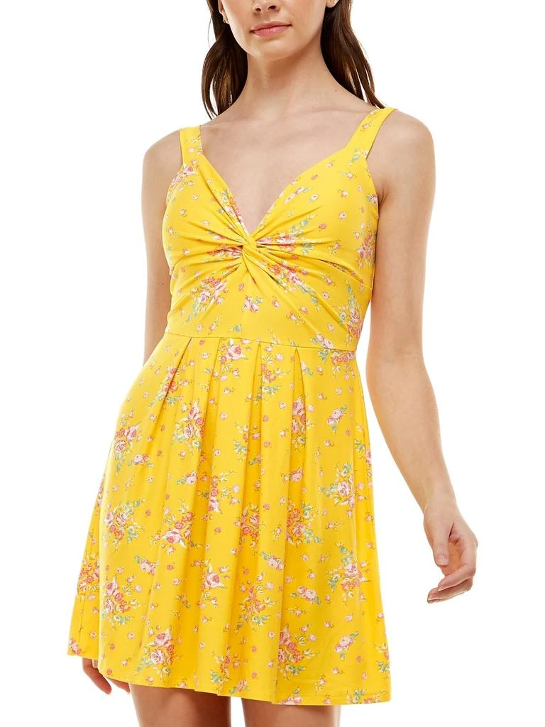商品Planet Gold|Juniors Womens Knit Floral Mini Dress,价格¥99,第3张图片详细描述