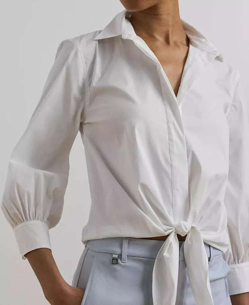 商品Ralph Lauren|Women's Tie-Waist Stretch-Cotton Blend Shirt,价格¥939,第3张图片详细描述