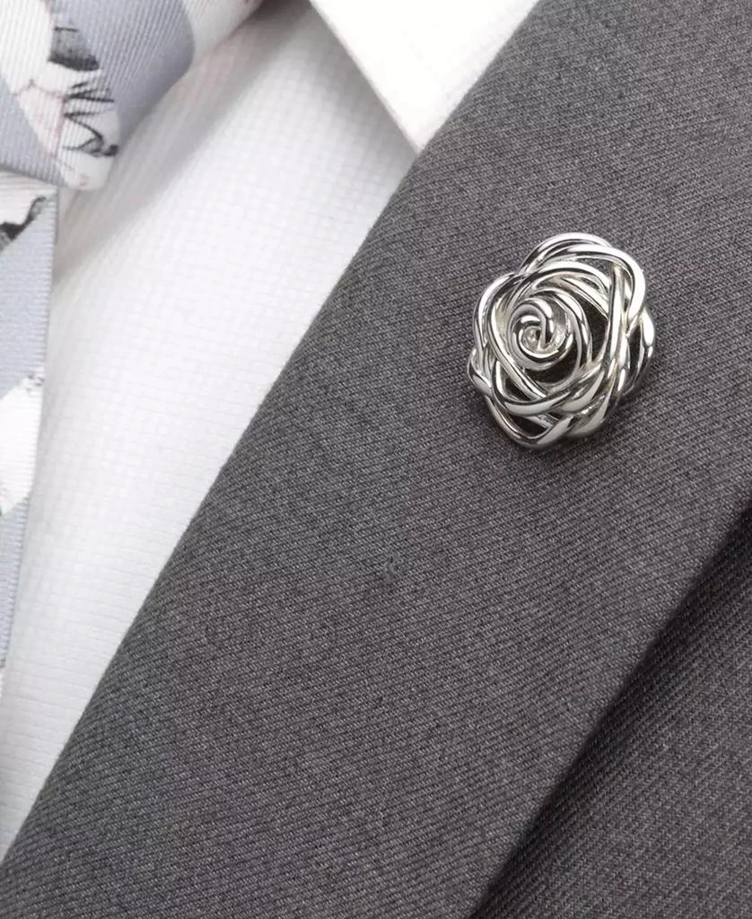 商品Ox and Bull Trading Co.|Men's Sterling Silver Rhodium Plated Rose Lapel Pin,价格¥823,第3张图片详细描述