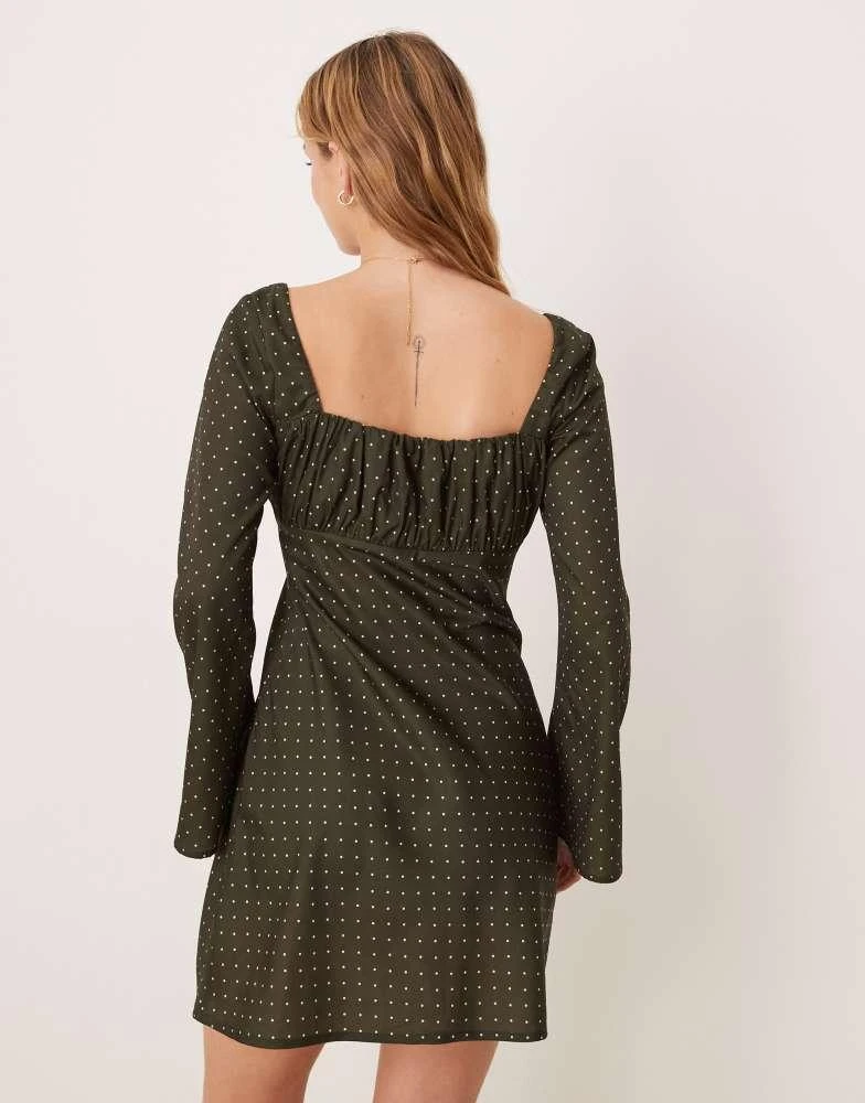 商品Kiss The Sky|Kiss The Sky polka dot mini dress in forest green,价格¥251,第3张图片详细描述