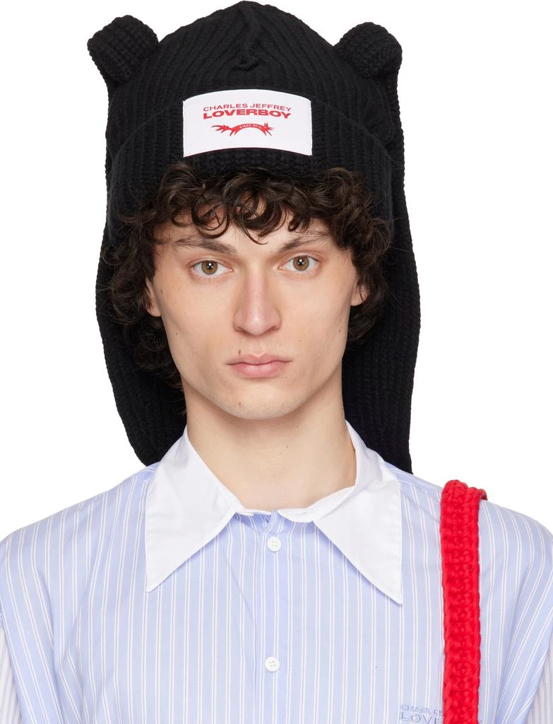 商品Charles Jeffrey Loverboy|Black Chunky Rabbit Beanie,价格¥575,第1张图片