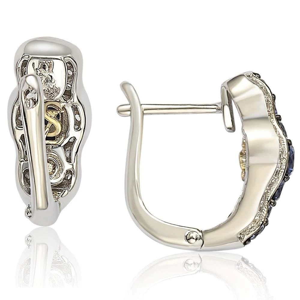 商品Suzy Levian|Sapphire and Diamond in Sterling Silver and 18K Gold Earring,价格¥3448,第2张图片详细描述