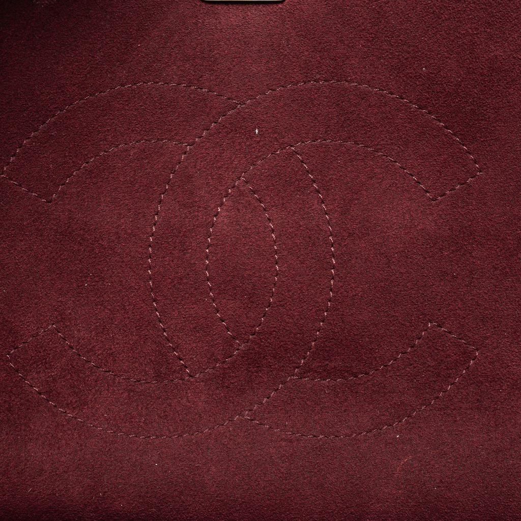 Chanel Burgundy Leather and Suede Jumbo Surpique Flap Bag商品第7张图片规格展示