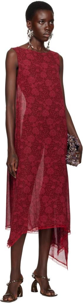 Dries Van Noten Red Loose Asymmetric Midi Dress - Dresses