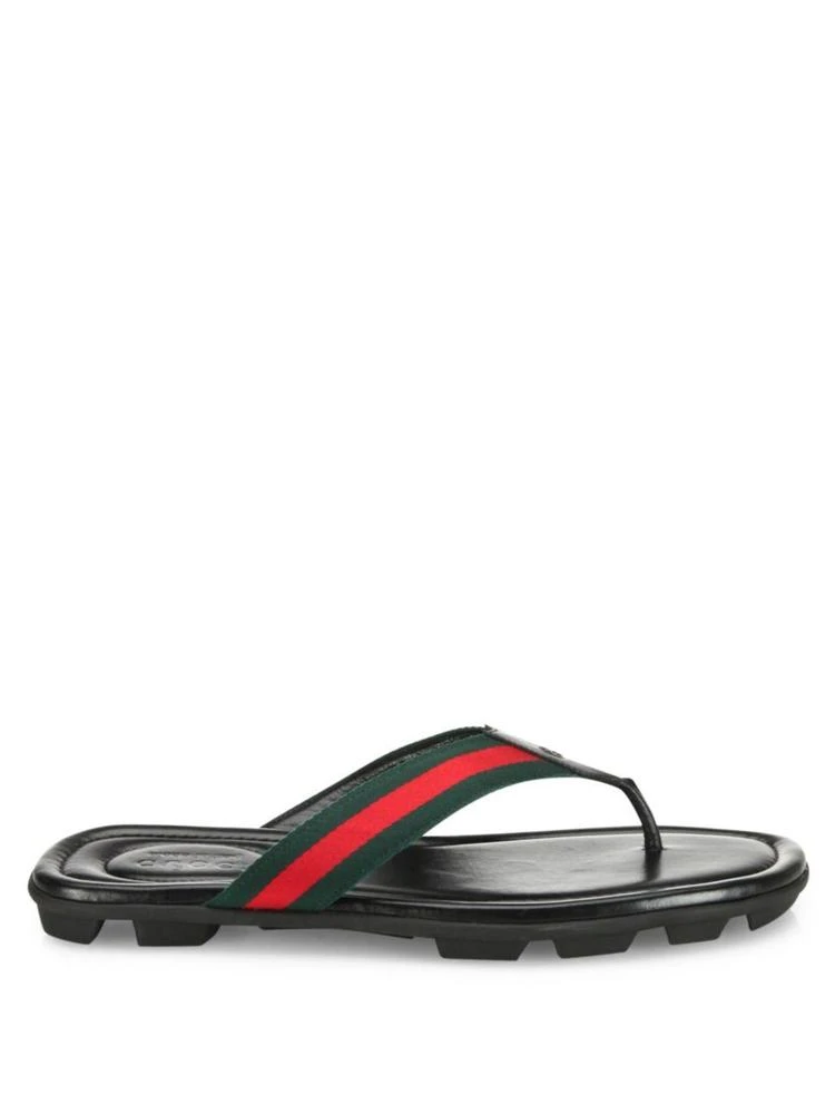 商品Gucci|Titian Beach Web & Leather Thong Sandals,价格¥2775,第5张图片详细描述