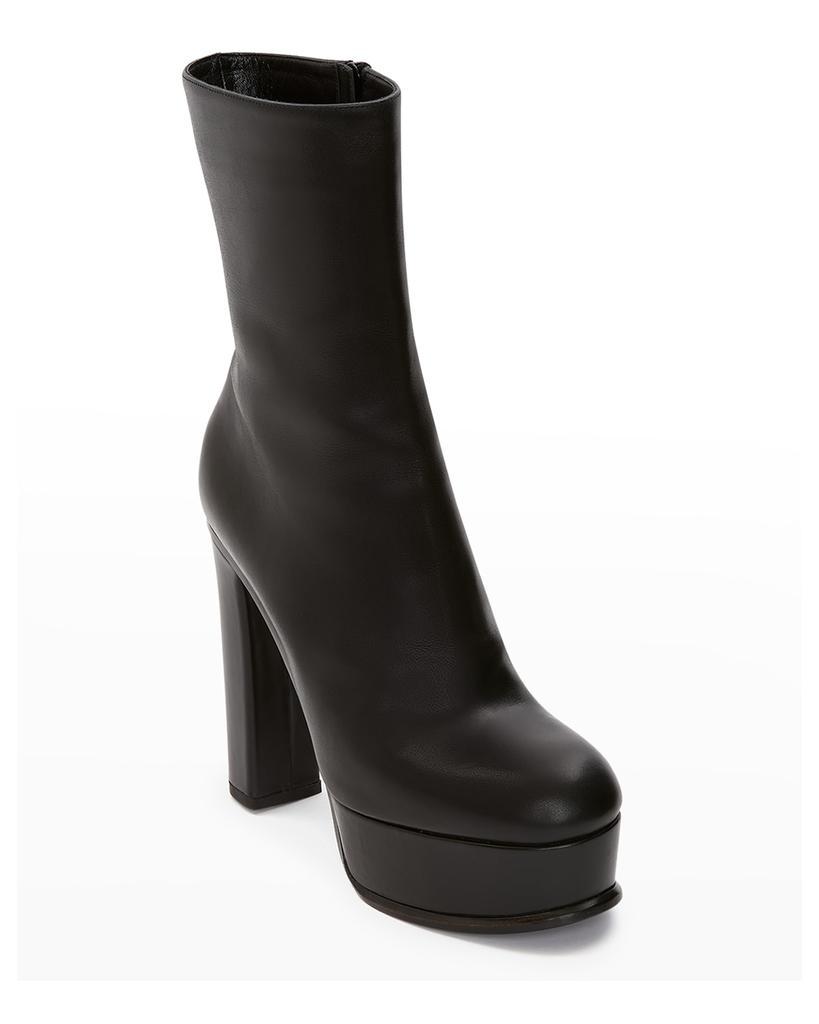 商品Alexander McQueen|Lux Calfskin Platform Ankle Booties,价格¥4498,第4张图片详细描述