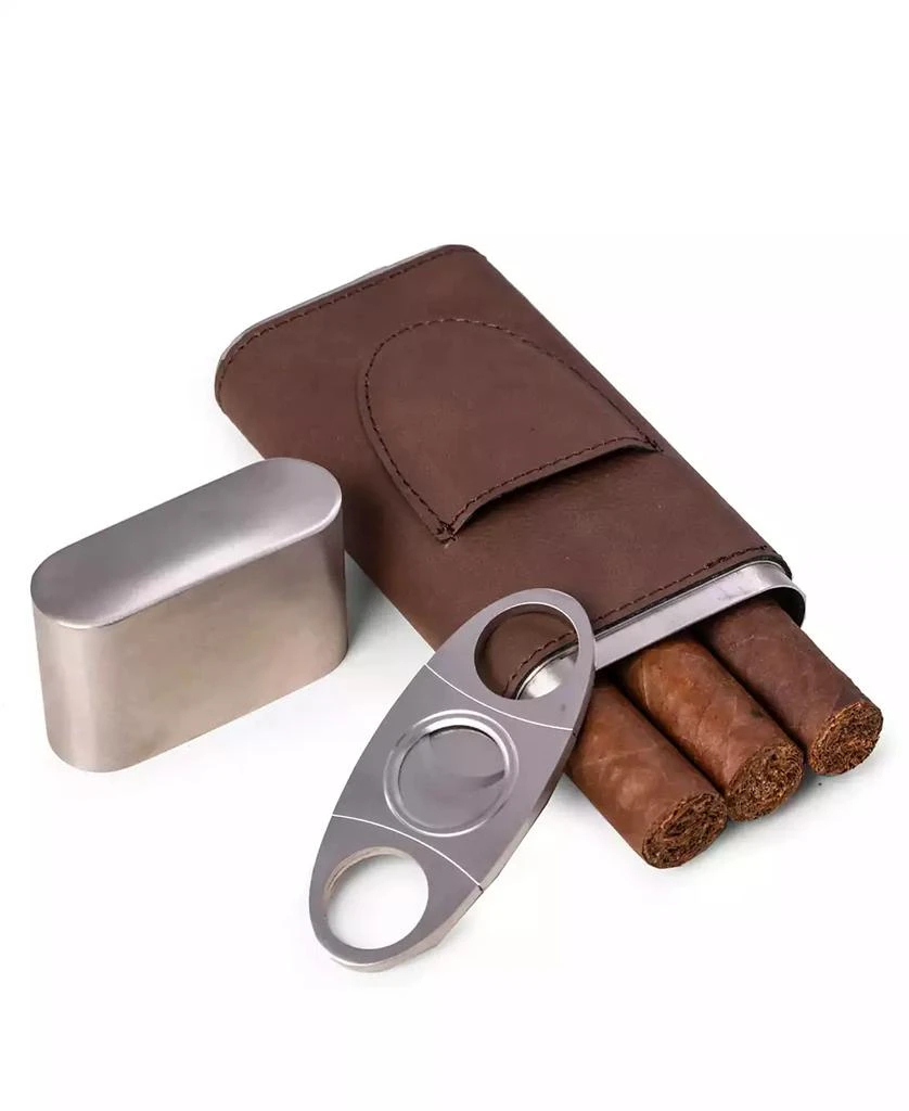 商品Bey-Berk|Leather 3 Cigar Case with Cigar Cutter,价格¥787,第1张图片