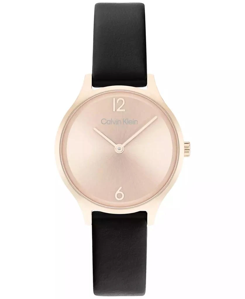 商品Calvin Klein|Black Leather Strap Watch 28mm,价格¥623,第1张图片