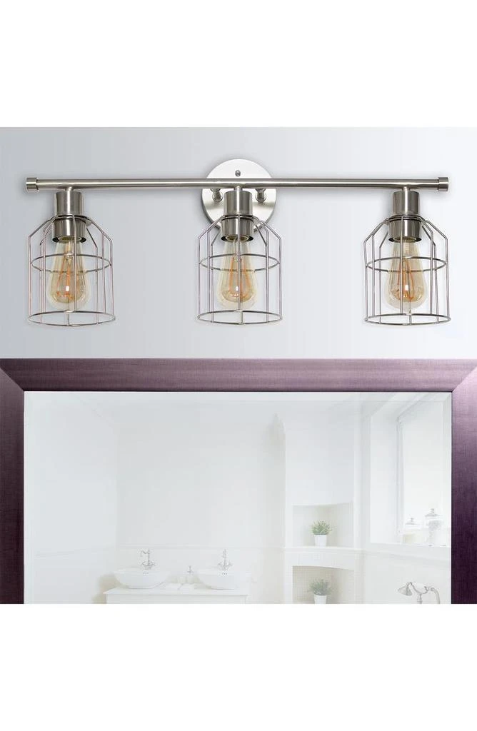 商品LALIA HOME|3 Light Industrial Wired Vanity Light, Brushed Nickel,价格¥746,第4张图片详细描述