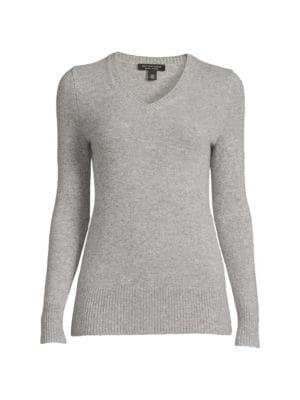 Ribbed Trim V Neck Cashmere Sweater商品第3张图片规格展示