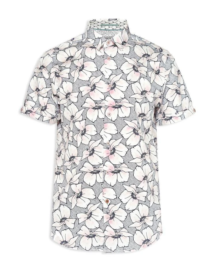 商品Ted Baker London|Bigflo Oversized Flower Print Regular Fit Button-Down Shirt,价格¥800,第4张图片详细描述