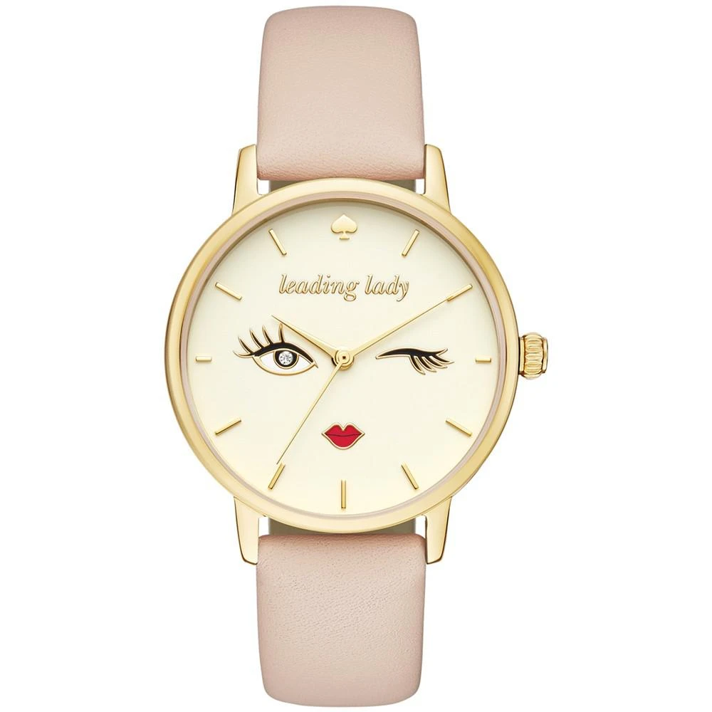 商品Kate Spade|Women's Metro Winking Eye Three-Hand Vachetta Leather Watch 34mm,价格¥1110,第1张图片