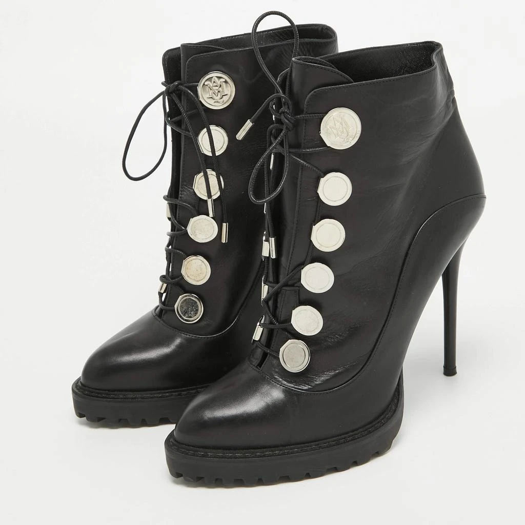 商品[二手商品] Alexander McQueen|Alexander McQueen Black Leather Lace Up Platform Ankle Boots Size 40,价格¥862,第2张图片详细描述