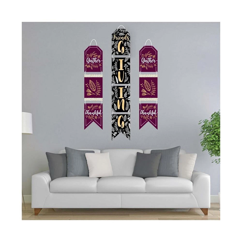 商品Big Dot of Happiness|Elegant Thankful for Friends - Hanging Vertical Paper Door Banners - Friendsgiving Thanksgiving Party Wall Kit -Indoor Door Decor,价格¥157,第2张图片详细描述