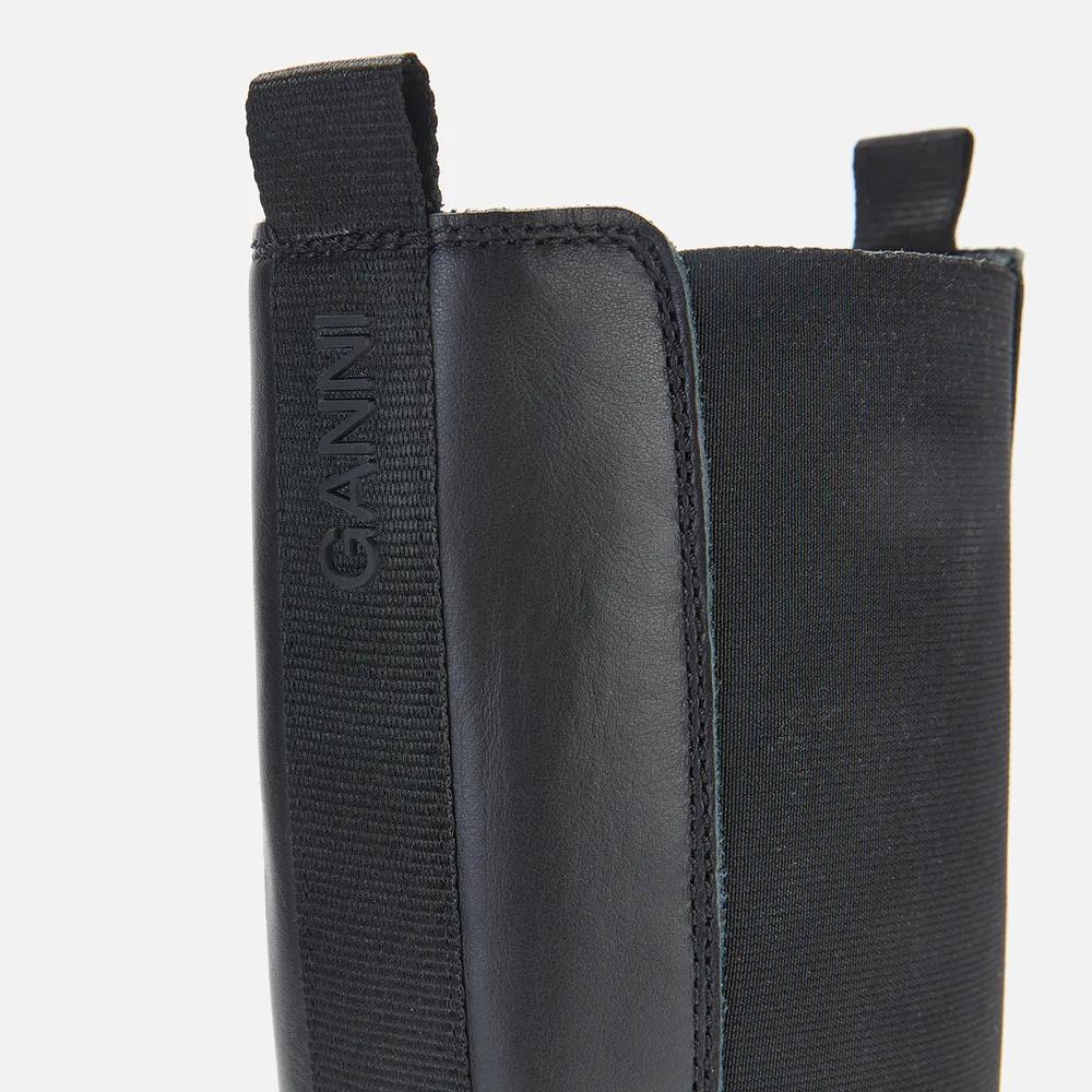 Ganni Women's Knee High Leather Chelsea Boots商品第4张图片规格展示