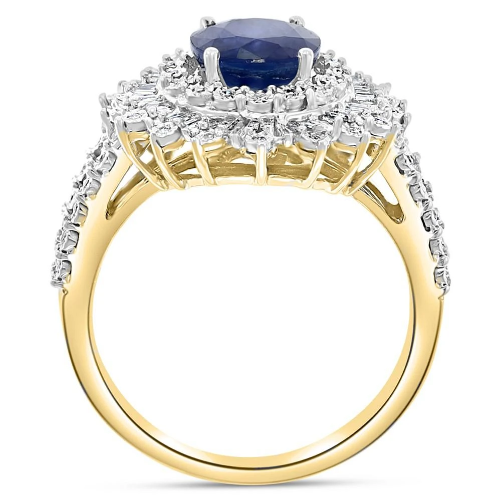 商品Effy|EFFY® Sapphire (1-7/8 ct. t.w.) & Diamond (1/4 ct. t.w.) Halo Ring in 14k Two-Tone Gold,价格¥22424,第4张图片详细描述